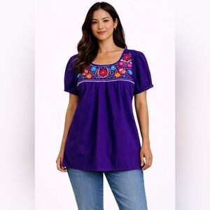 Hand Stitched Embroidered Floral Top